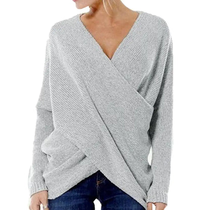 Women’s V-Neck Cross Front Sweater