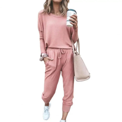 Casual Solid Color Tracksuit Set