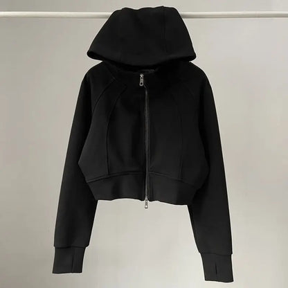 Autumn Women's Double Zipper Hooded Casual Jacket