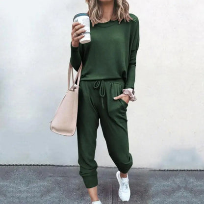 Casual Solid Color Tracksuit Set