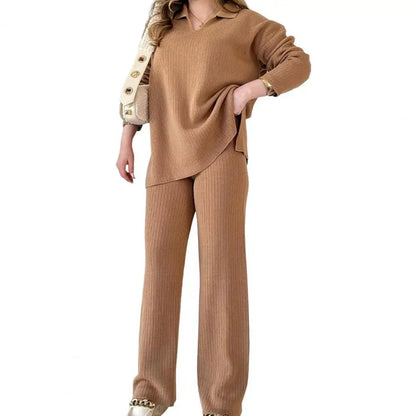 Women’s Knitted V-Neck Tracksuit