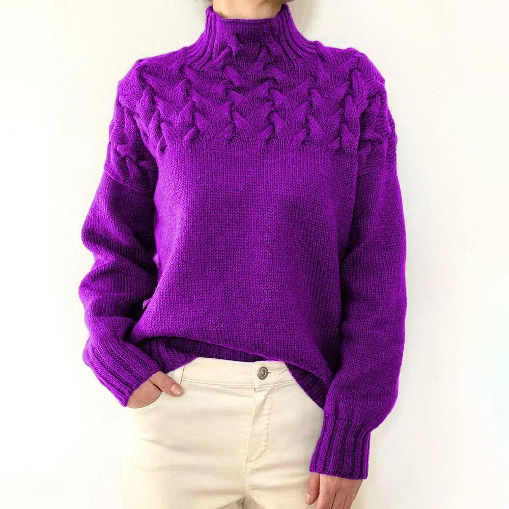 Cable Knit Turtleneck Long Sleeve Sweater