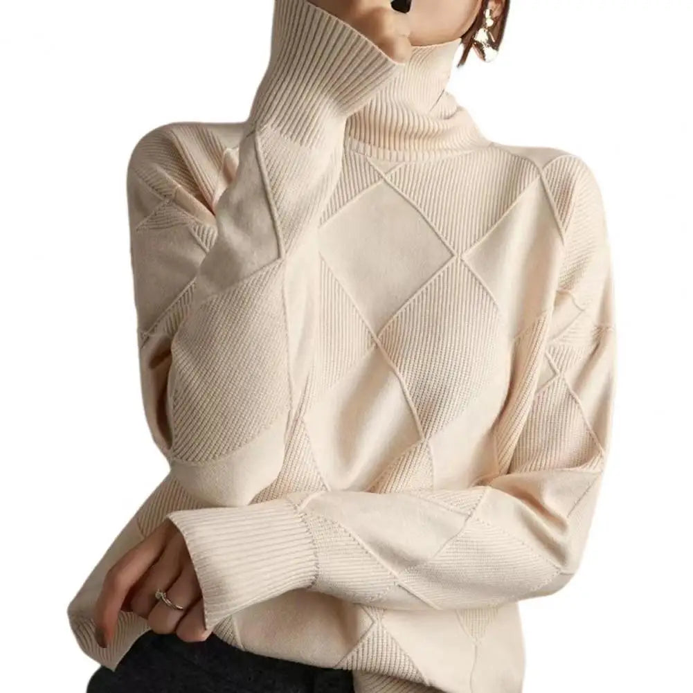 Turtleneck Winter Sweater Knitted Pullover Warm Crochet Jumper