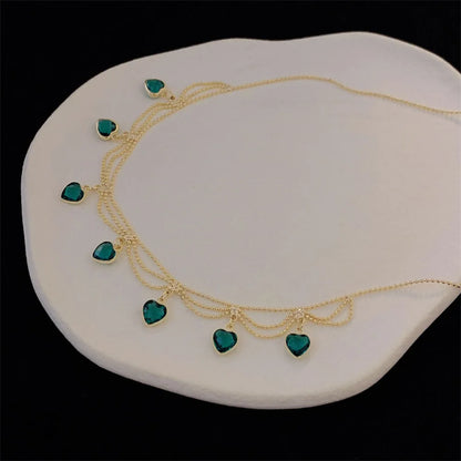 YoungX Vintage Emerald Heart Necklace