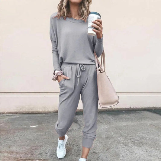 Casual Solid Color Tracksuit Set