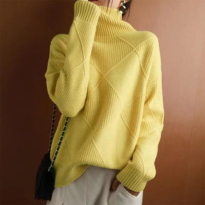 Turtleneck Winter Sweater Knitted Pullover Warm Crochet Jumper