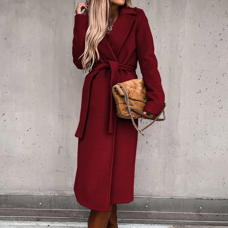 Elegant Belted Wool-Blend Coat