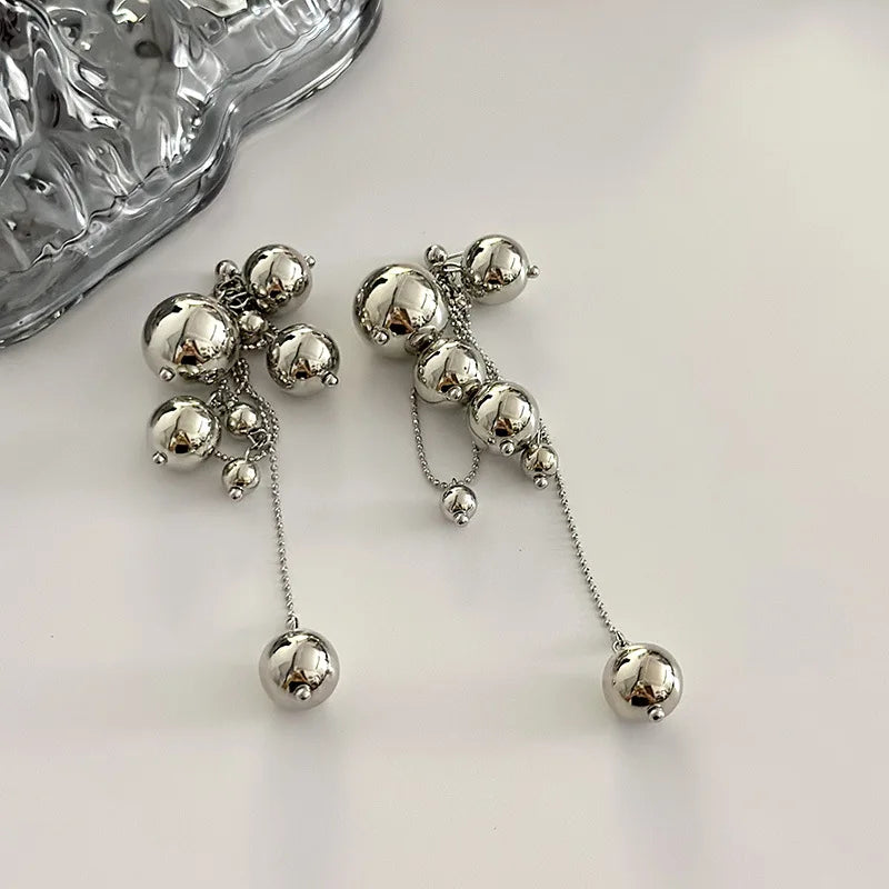 XIALUOKE Tassel Metal Ball Earrings.