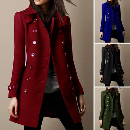 Women's Double-Breasted Woolen Coat