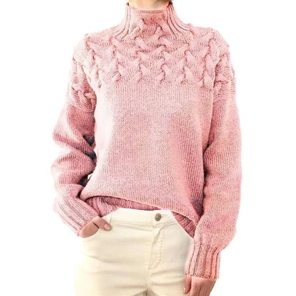 Cable Knit Turtleneck Long Sleeve Sweater