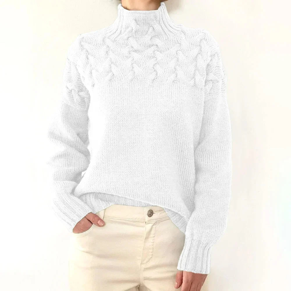 Cable Knit Turtleneck Long Sleeve Sweater