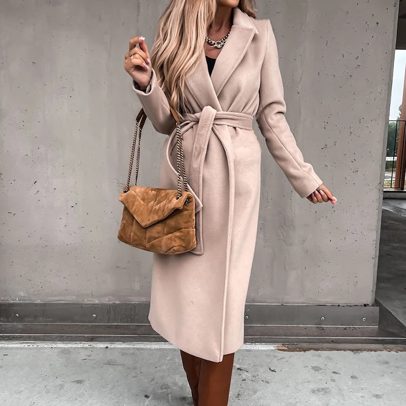 Elegant Belted Wool-Blend Coat