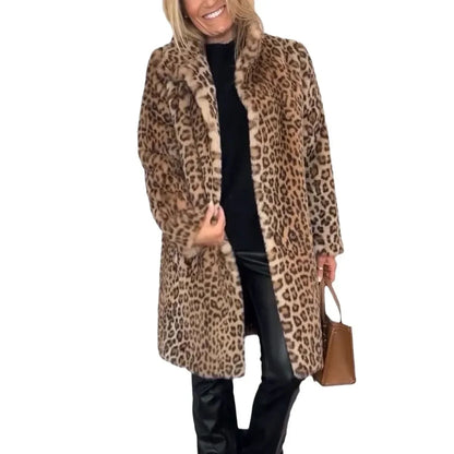 Leopard Print Plush Fleece Open Jacket