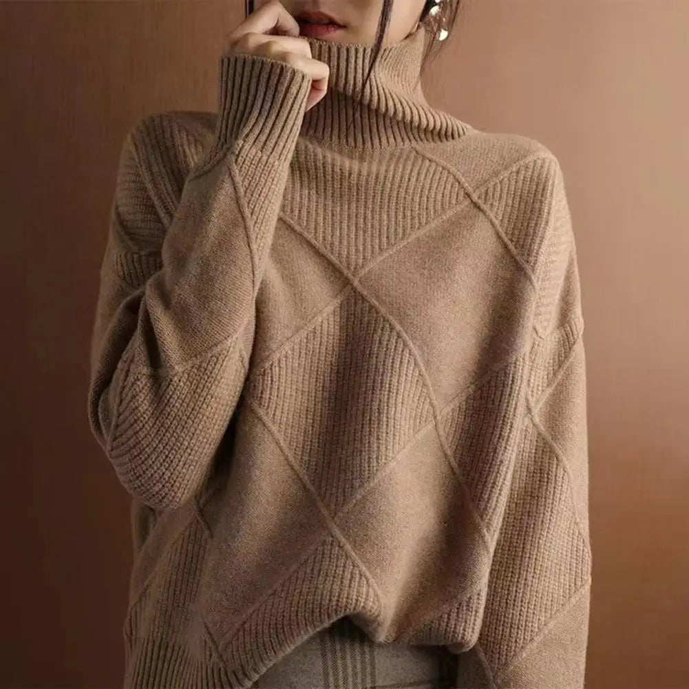 Turtleneck Winter Sweater Knitted Pullover Warm Crochet Jumper