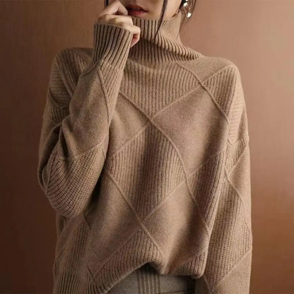 Turtleneck Winter Sweater Knitted Pullover Warm Crochet Jumper