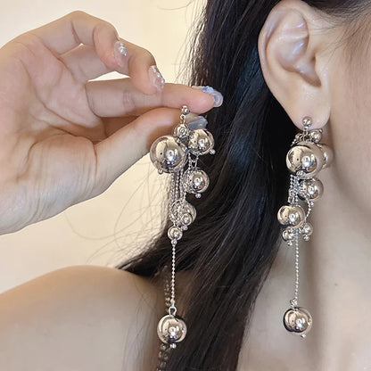 XIALUOKE Tassel Metal Ball Earrings.