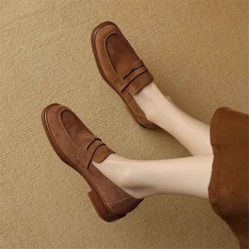 Women's Kid Suede Loafers