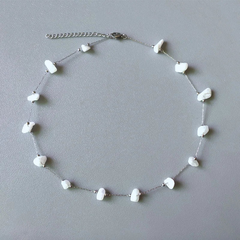 Beaded Necklace with Natural Pearl & Stone