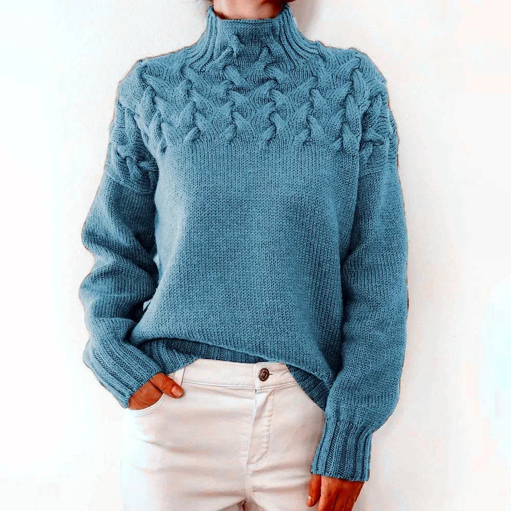 Cable Knit Turtleneck Long Sleeve Sweater