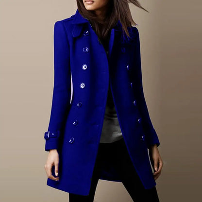 Women's Double-Breasted Woolen Coat