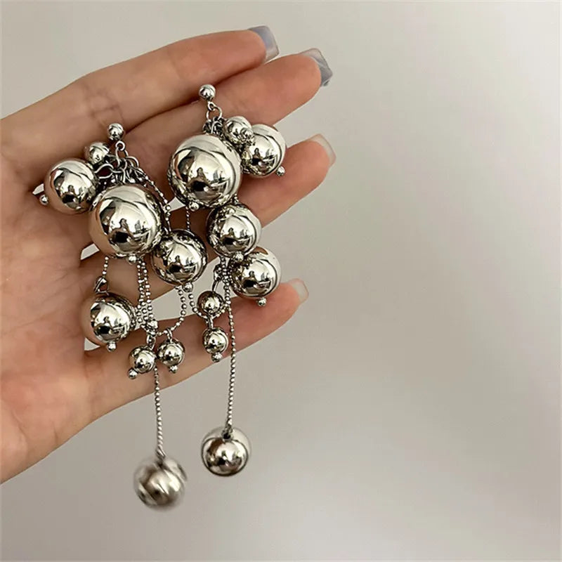 XIALUOKE Tassel Metal Ball Earrings.