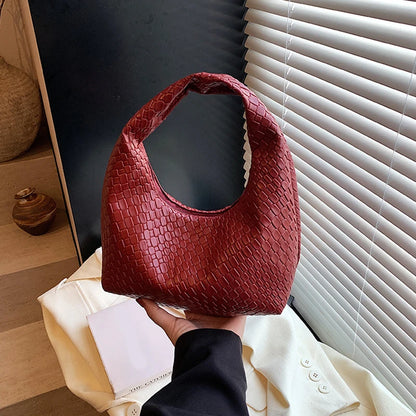 Woven PU Leather Hobo Shoulder Bag