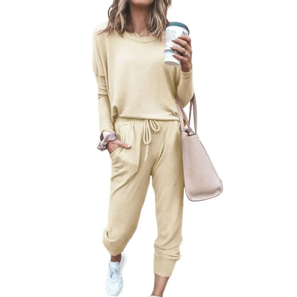 Casual Solid Color Tracksuit Set