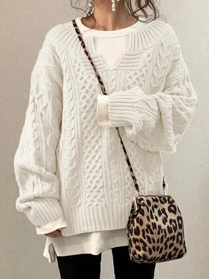 Knitted Pullover Sweater for Women with Unique and Chic Design