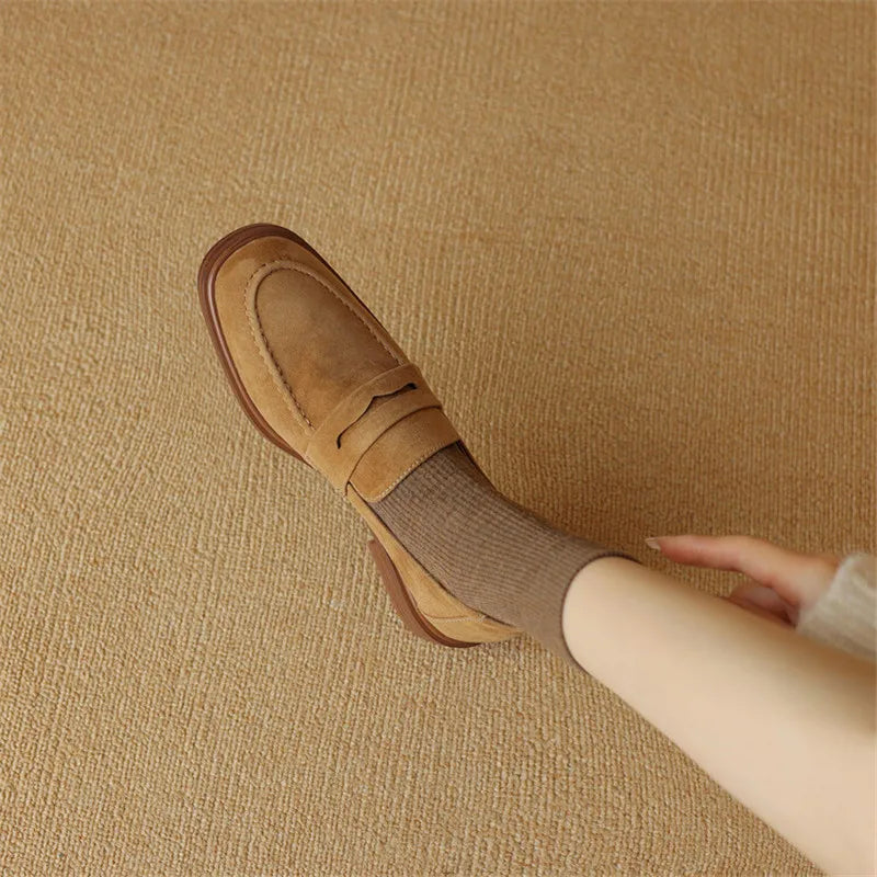 Women's Kid Suede Loafers