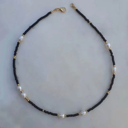 Beaded Necklace with Natural Pearl & Stone