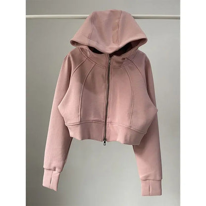 Autumn Women's Double Zipper Hooded Casual Jacket