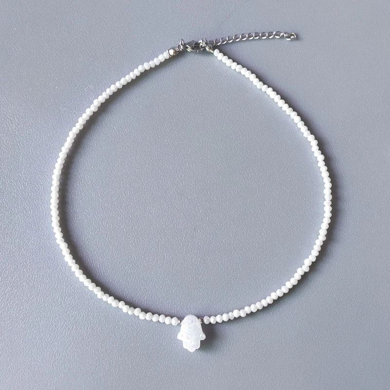 Beaded Necklace with Natural Pearl & Stone