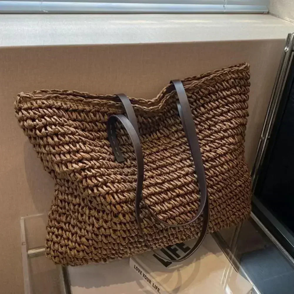 Elegant Woven Straw Tote Bag