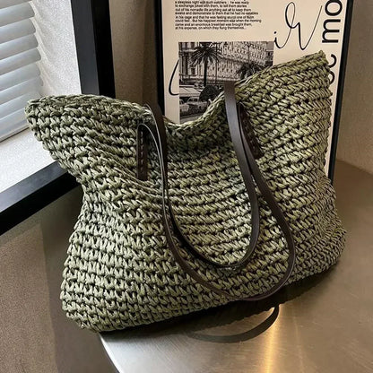 Elegant Woven Straw Tote Bag