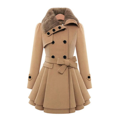 Slim Winter Wool Sherpa Double-Breasted Cashmere Coat