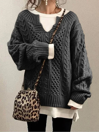 Knitted Pullover Sweater for Women with Unique and Chic Design