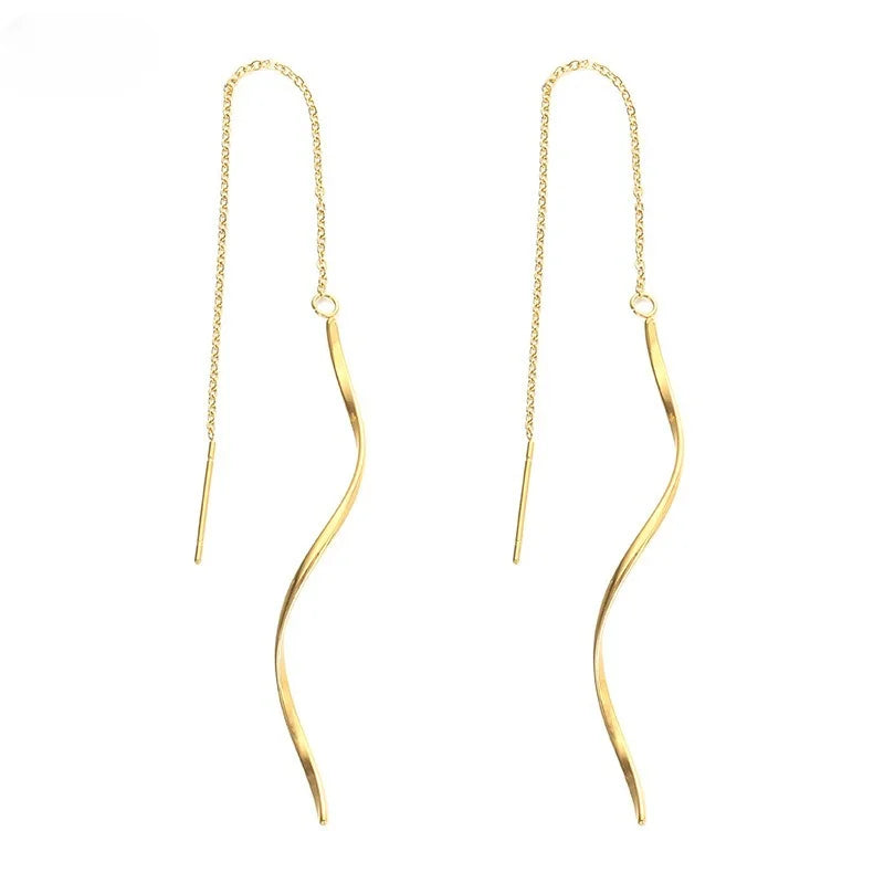 18K Gold Plated Curve Dangle Earrings