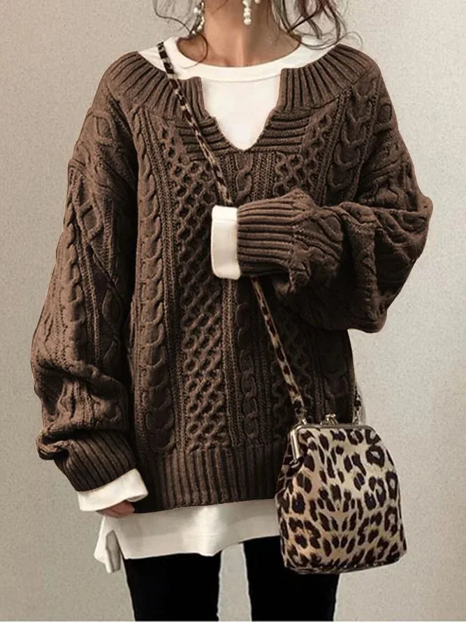 Knitted Pullover Sweater for Women with Unique and Chic Design