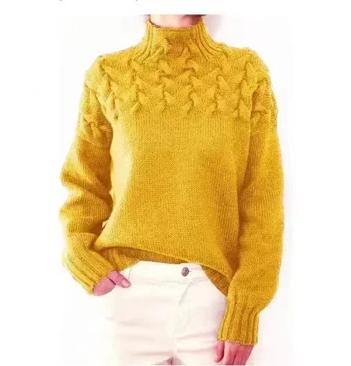 Cable Knit Turtleneck Long Sleeve Sweater