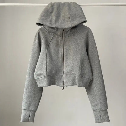 Autumn Women's Double Zipper Hooded Casual Jacket