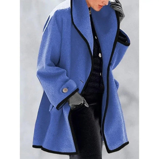 Long Single-Breasted Wool Blend Coat