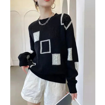 Vintage Geometric Knitted Sweater Pullover