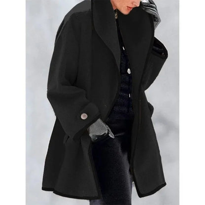 Long Single-Breasted Wool Blend Coat