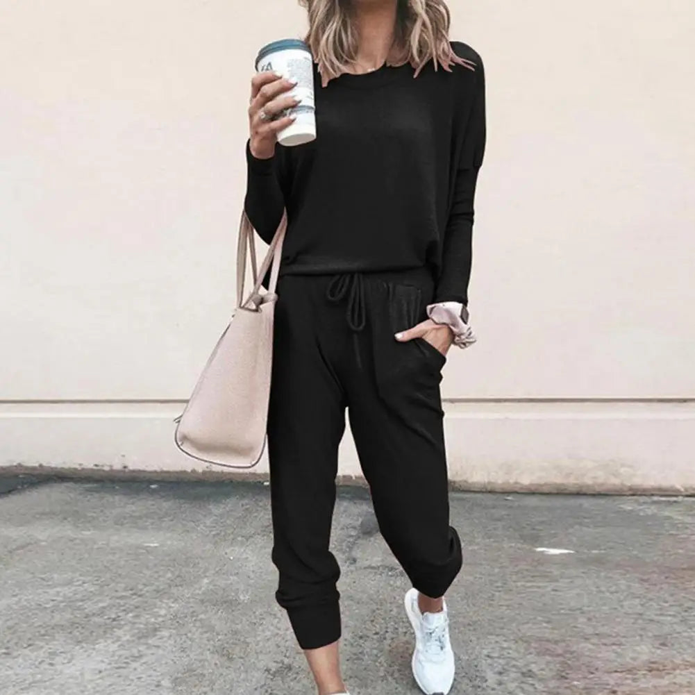 Casual Solid Color Tracksuit Set