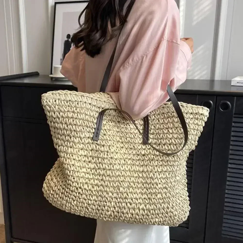 Elegant Woven Straw Tote Bag