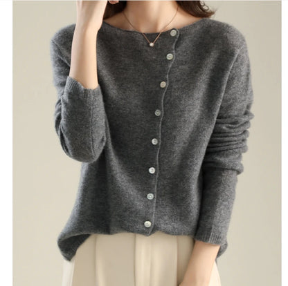 Women's Buttoned V-Neck Knit Cardigan