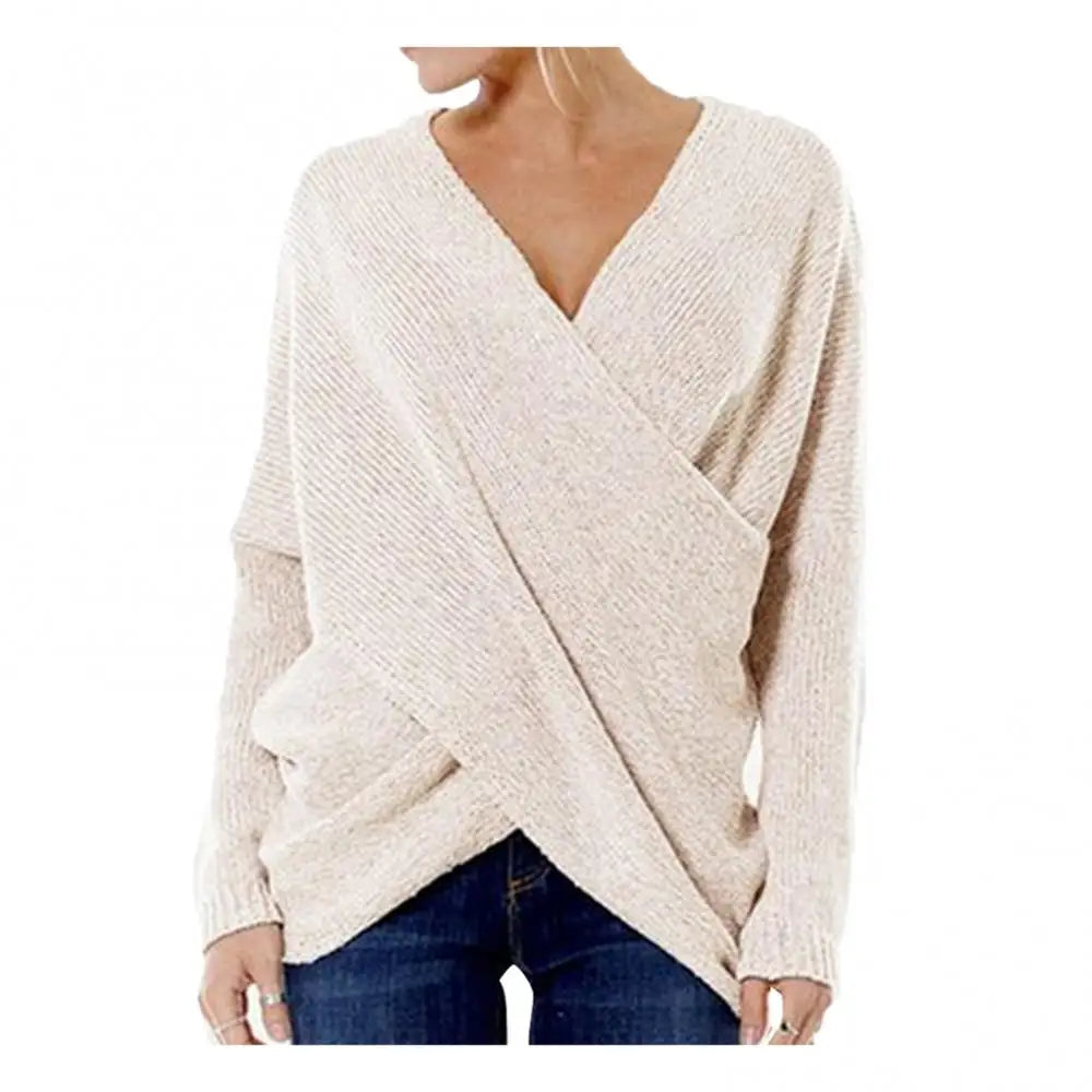 Women’s V-Neck Cross Front Sweater