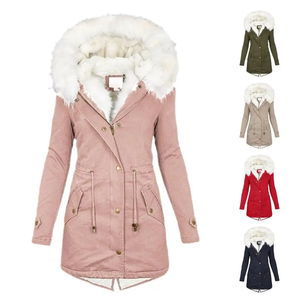 Cotton Coat Furry Hat Hooded