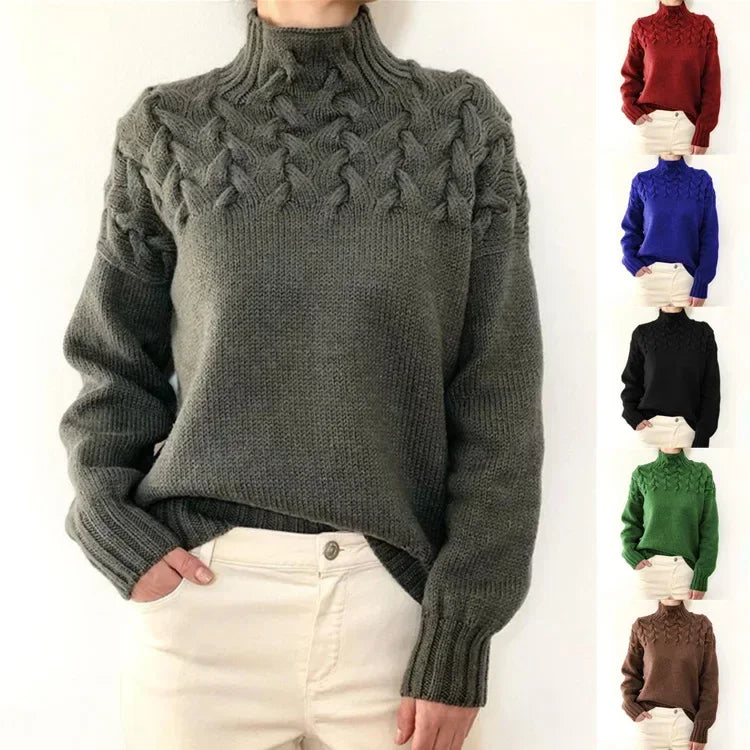 Cable Knit Turtleneck Long Sleeve Sweater