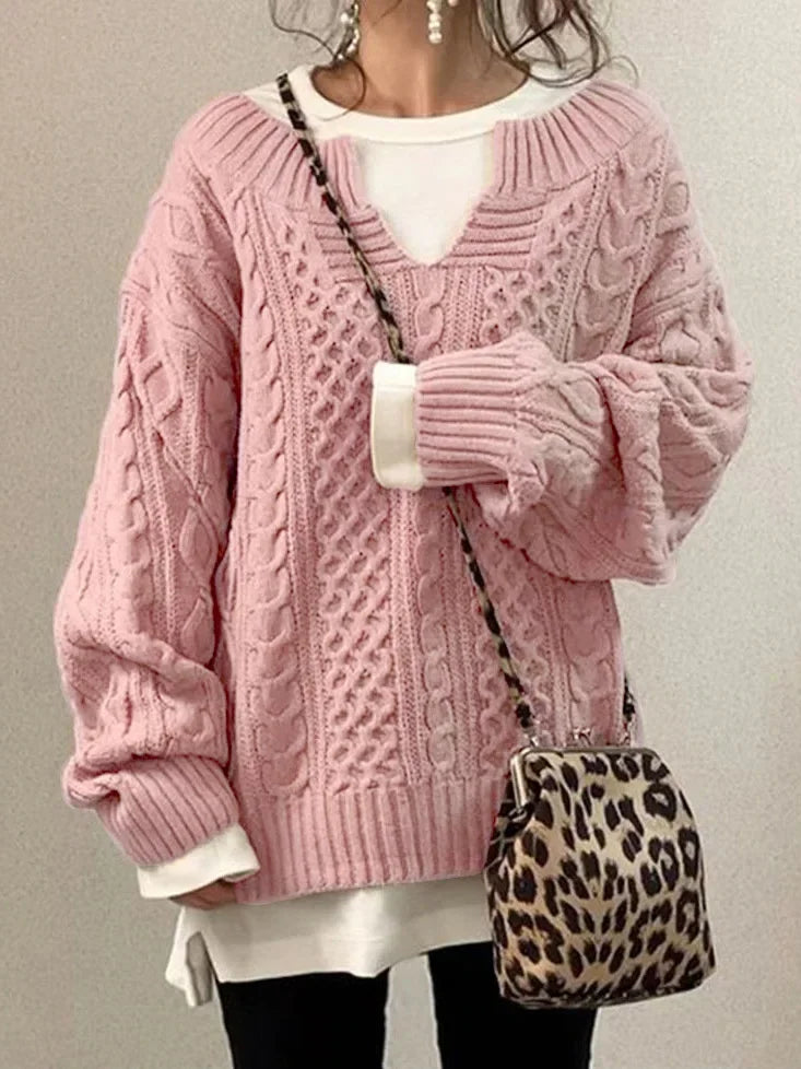 Knitted Pullover Sweater for Women with Unique and Chic Design